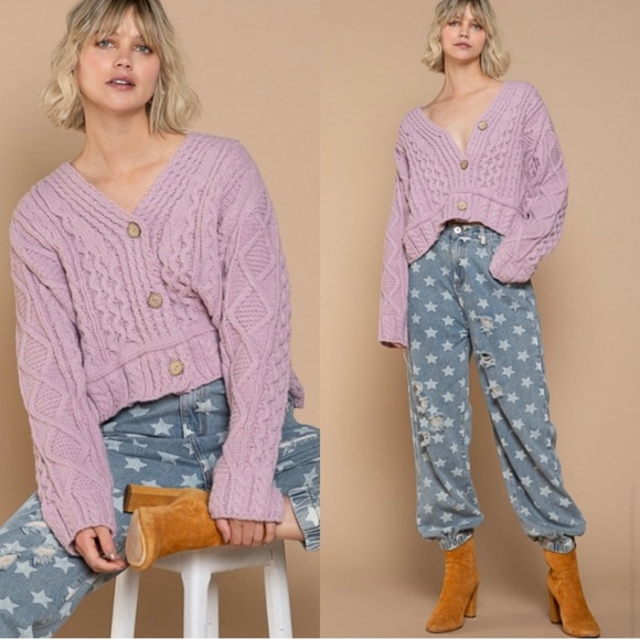 POL Cable Knit Cardigan Sweater - Picture 5 of 5